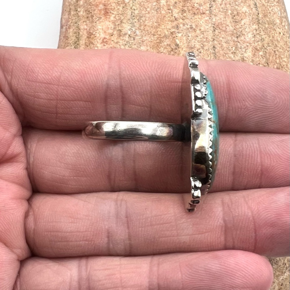 Navajo Native American Sterling Silver Natural Spiderweb Turquoise Ring 7.5 - Picture 5 of 6